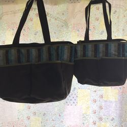Brown w/green trim diaper bags (2)