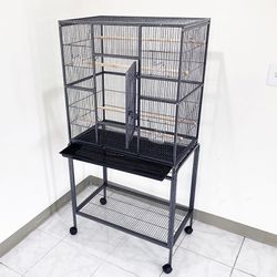 “Brand New $135 Large 63-inch Bird Cage Rolling Stand for Mid-Sized Cockatiels Parakeets Lovebirds 32x19x63”””