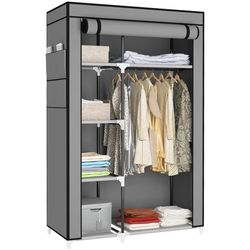 Portable closet storage unit bin shelves hanging