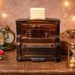 Avon USA 1970s Amber Glass Piano Shaped Empty Cologne Bottle, 4.25”