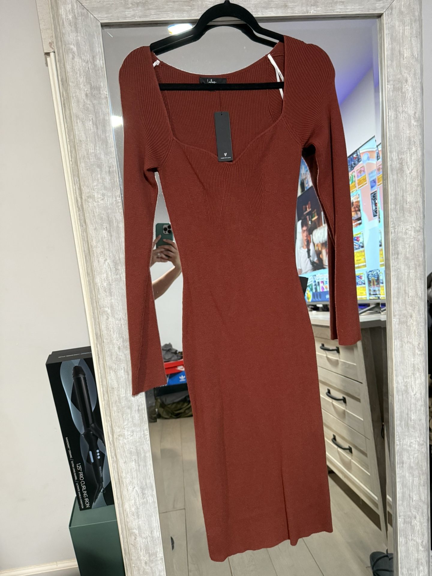 knee length dresses for ladies Schiffer Slip Midi Dress Rust| Beginning Boutique US 14