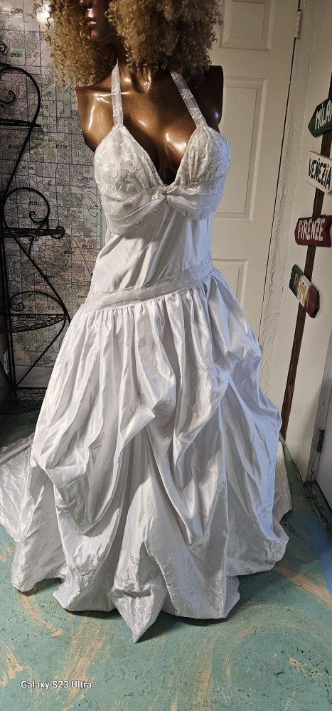 Vintage Wedding Dress 90s Long Sleeve Back Size L Used Vintage Wedding Dress 90s Long Sleeve Back Size L Used