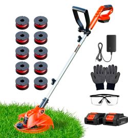 2 in 1 Lawn Tool with 12" Cutting Width, 2 x 2.0Ah Batteries and Charger Included, Eco Friendly Grass Cutter