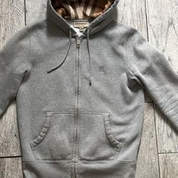 Authentic Burberry Unisex Zip Hoodie Grey