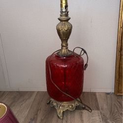 Mid Century Ruby Red Lamp