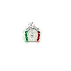 925 Sterling Silver Cubic Zirconia Virgin Mary Ring Colored Stones Green & Red 5.50grams Size 10 1/2 155016 2