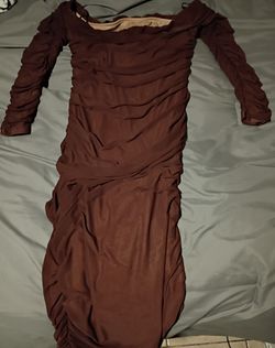 Brown Off Shoulder Dress