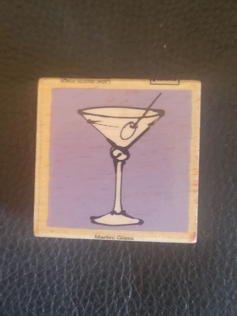 Wood Stamp Martini Glass