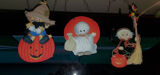 (3)1998 TEENIE WEENIE MOREHEAD RARE KIDS HALLOWEEN 3-D SIGNS WALL HANGING RARE/VTG NEW