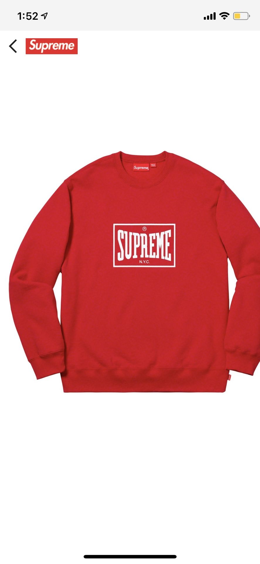 Supreme crewneck Large (SS19)