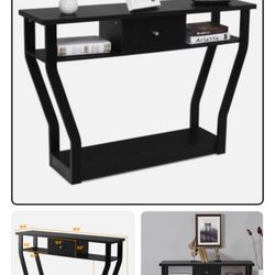 Costway Accent Console Table Sofa Entryway Hallway Hall Furniture W/Drawer Black