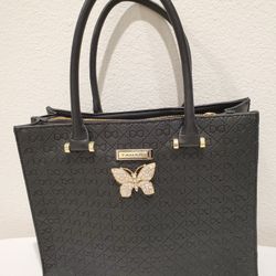 Gorgeous Original Tahari Bag With Crystal Butterfly Brooch