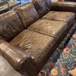 Full Size Leather Couch + Ottoman