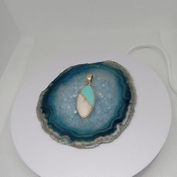 Sterling Silver Turquoise And Mother Of Pearl Pendant
