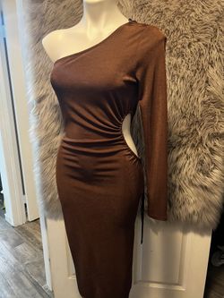 Brown One Shoulder Dress 