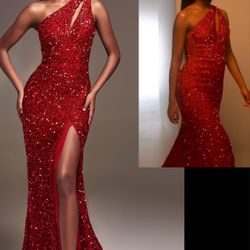 New With Tags Red Sequin Formal Dress & Prom Dress $175