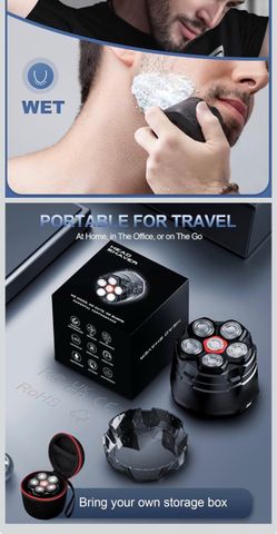 Portable Electric Head Shaver with Travel Case