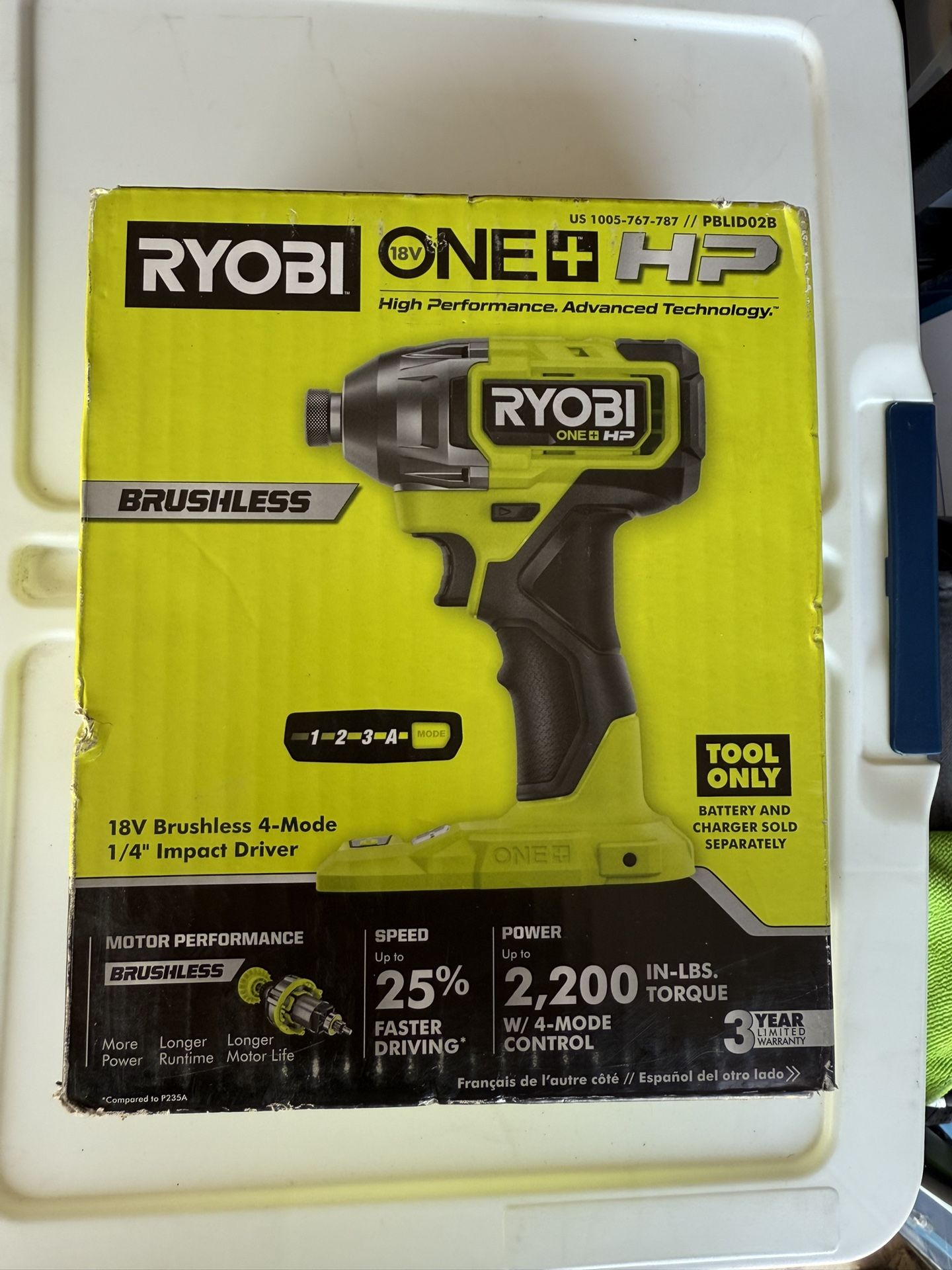 RYOBI ONE+ HP 18V Brushless Cordless 1/4 in. 4-Mode Impact Driver (Tool Only)