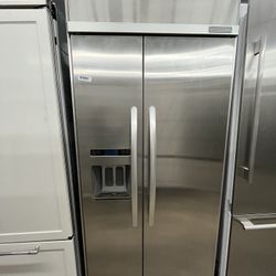 KitchenAid Side By Side Built In 36” Wide Refrigerator Counter Depth 