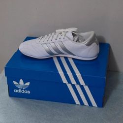 Adidas White & Silver Leather Retro Sneakers (New in Box)