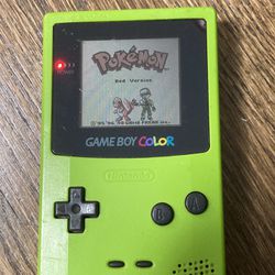 Green Nintendo Gameboy Color Handheld System + Pokémon Red Game RPG Monster D S