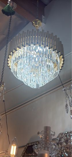 Crystal and Chrome Tiered Chandelier