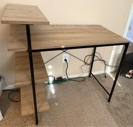 MOVING SALE – Modern Computer Desk w/ Built In Shelves