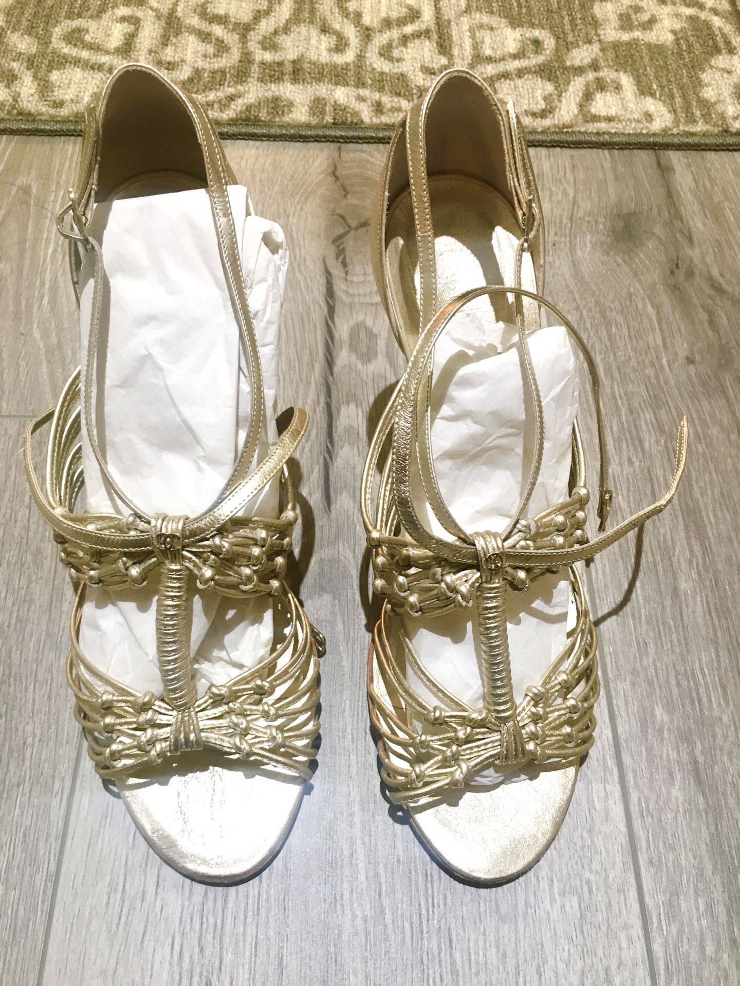 100% Authentic Chanel Gold heels