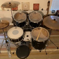 Ludwig Drum Set, New Heads, Yamaha Pedals, Cymbals
