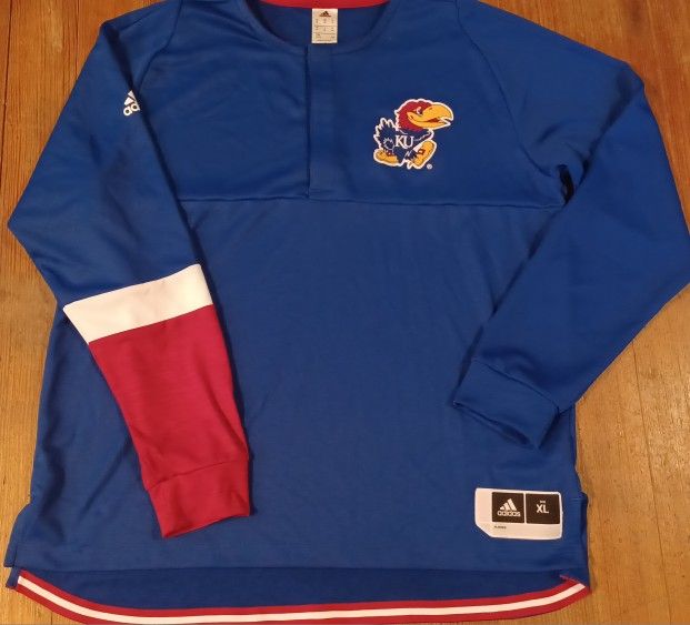 Kansas Jayhawks Xlarge Adidas Long Sleeve Half Zip Basketball