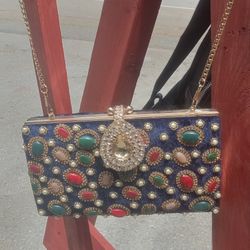 Unique REAL STONE AND CRYSTAL Handbag