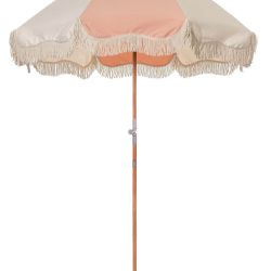 Beach umbrella pink fringe 70s inspired photo props