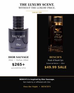 BENCH'S Nuit d'Aurélys 50ml — Inspired by Dior Sauvage Elixir — Brand New — $49.99 SALE