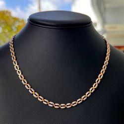 Jewelry 14k solid rose Gold fancy link 17.50” Chain necklace 6.70 grams 5.00mm