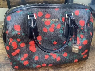 Michael Kohrs Black and Red Rose Purse