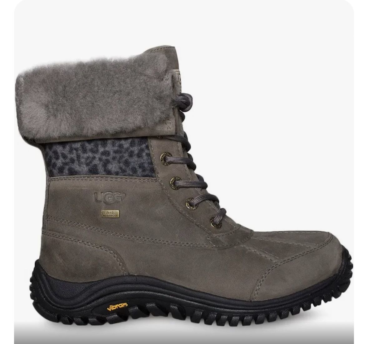 UGG ADIRONDACK II EXOTIC CHEETAH CHARCOAL WATERPROOF Boot US 7 / EU 38 / UK 5