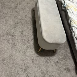 Modern Velvet Storage Bench / Ottoman – Light Gray with Gold Legs