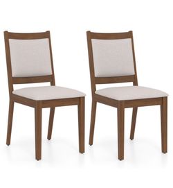 Set Of 2 Beige Upholstered Chairs