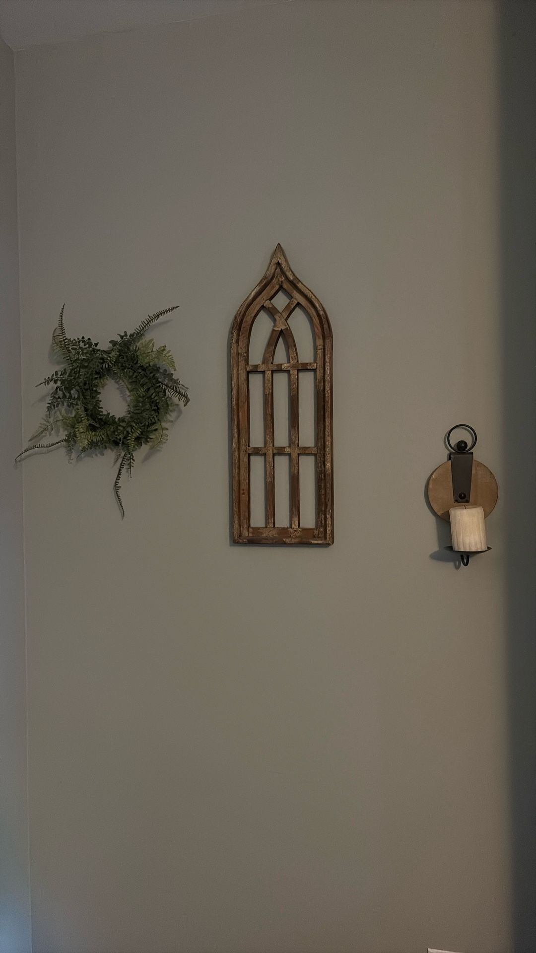 2 Candle Holder, Wreath, And Wooden Wall Decor