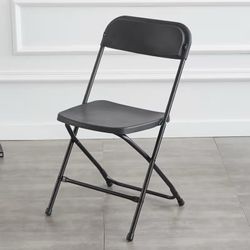 Bonnlo Folding Chairs Set of 10, Black Plastic Chair Sturdy Seat with Metal Frame, Perfect for Party, Event, Wedding, Birthday, Office, Outside Entert