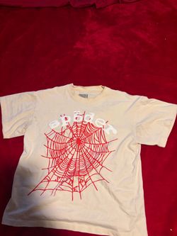 Medium Size Spider Worldwide white & cream t-shirt with red spiderweb graphic #spiderworldwide #spider