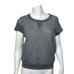 BCBG MAXAZRIA Womens Size Med Grey V-Back Criss-cross Athletic Sweater Shirt Top