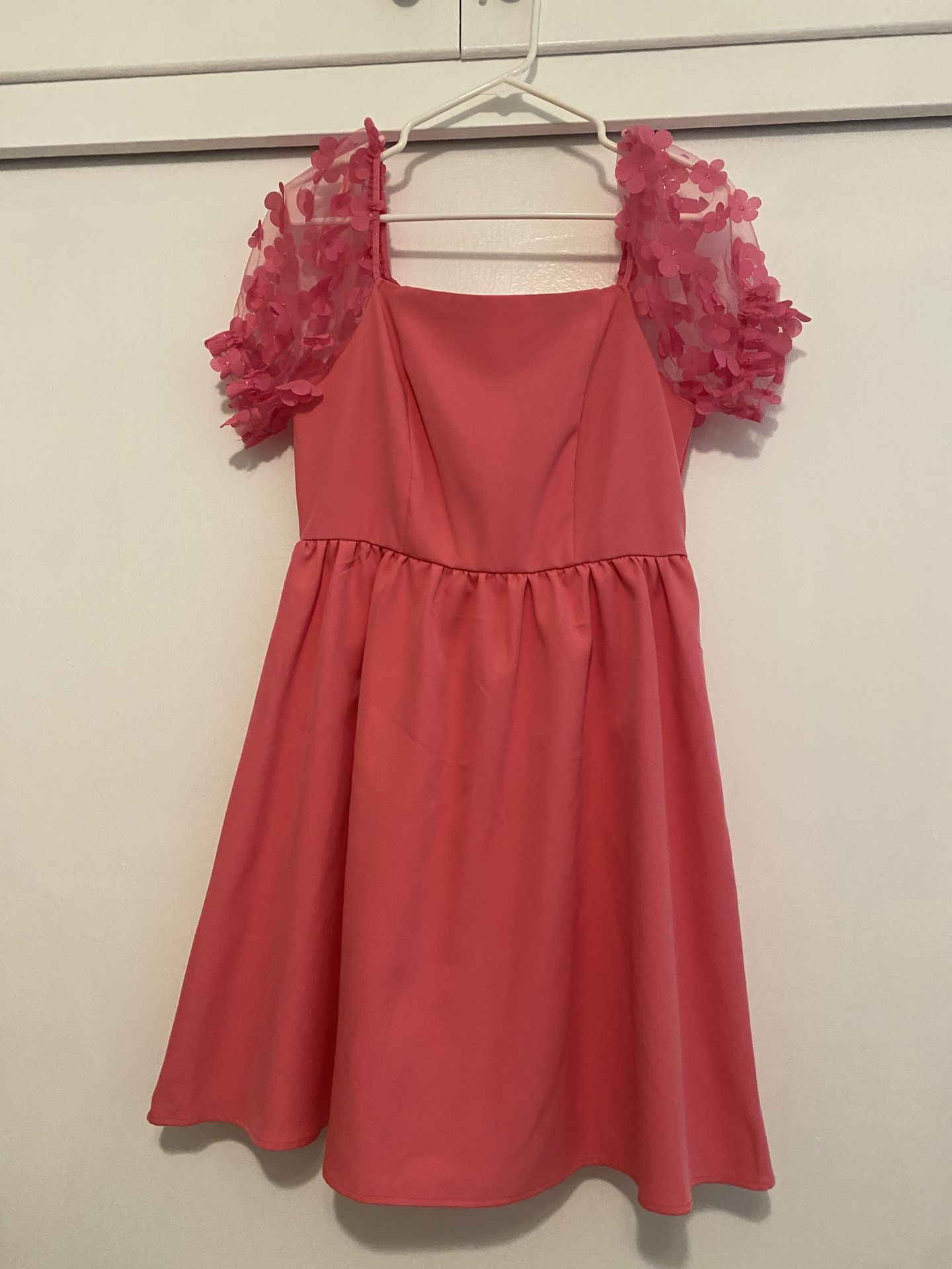 Pink Dress With Puff Sleeves 