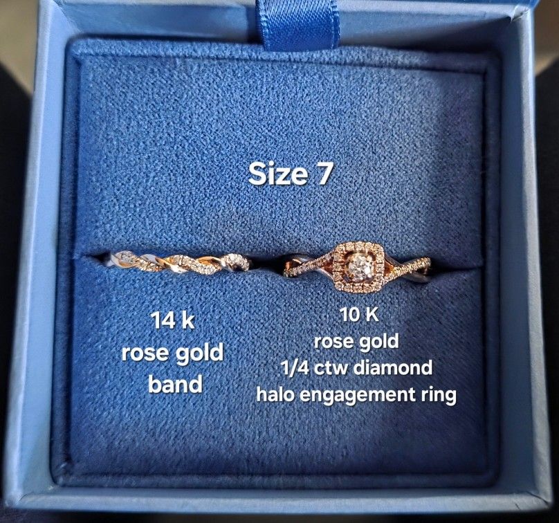 10K engagement Wedding Band And 14K Anniversary Band