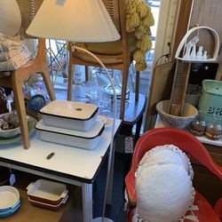 Vintage Cream Metal Standing Lamp With Shade