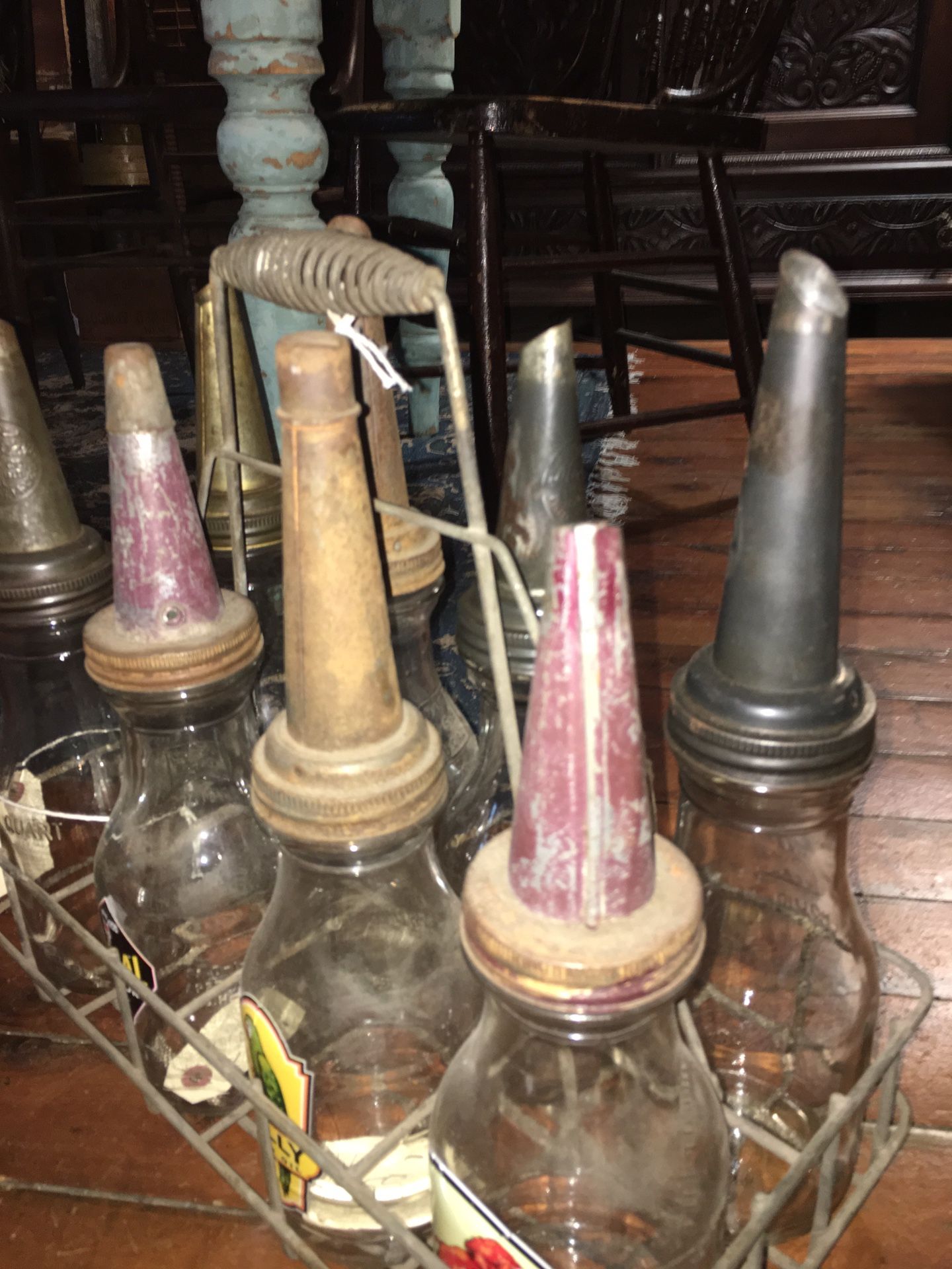 Vintage 1 Qt. Ball No. 1 Glass Motor Oil Bottle; With Spout, Listing is for one only