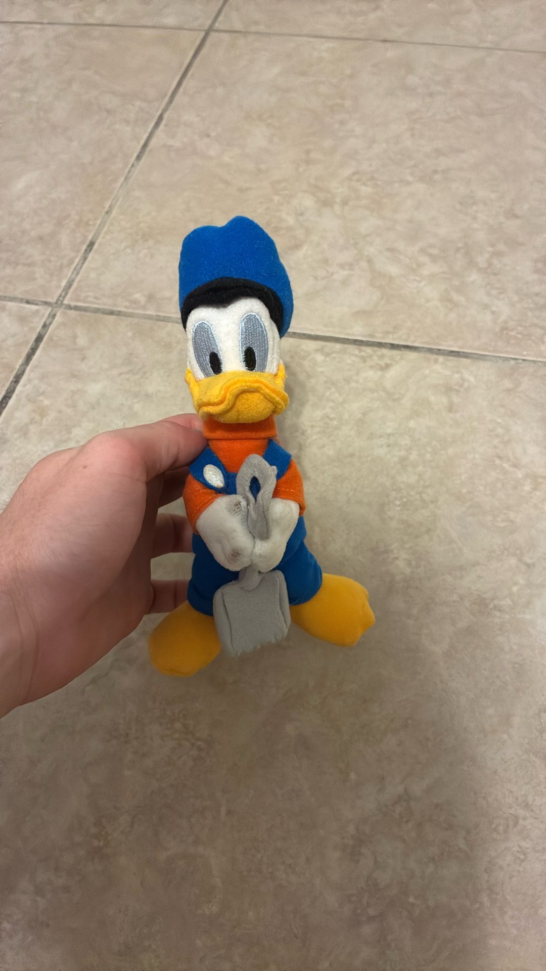 Vintage Walt Disney Donald Duck With Shovel Plushy