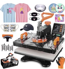 AKEYDIY Upgraded 8 in 1 Heat Press Machine Digital Combo Multifunctional T-Shirt Printing Sublimation Heat Press Transfer Machine12"X15"Heat Press