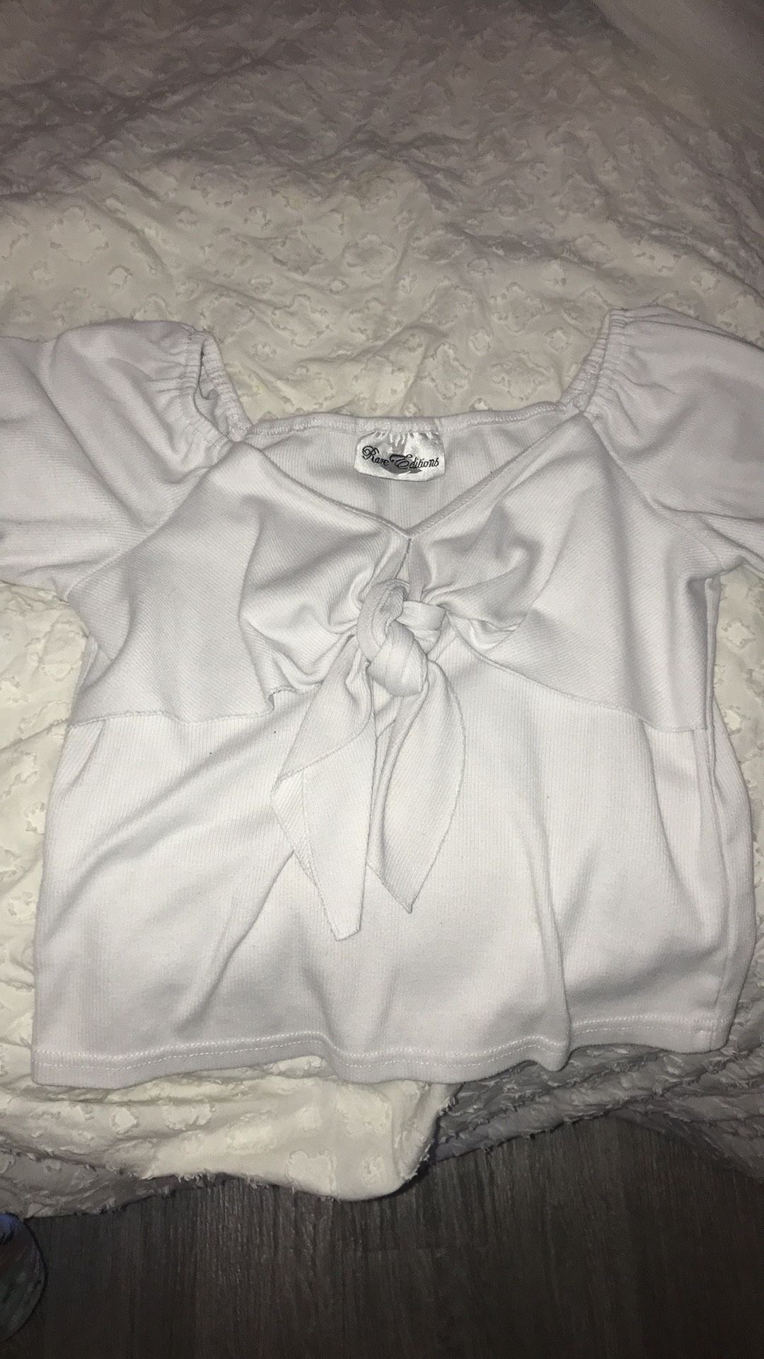 Fitted Crop Top, Coquette, White, XS.