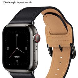 Black Leather Apple Watch Band